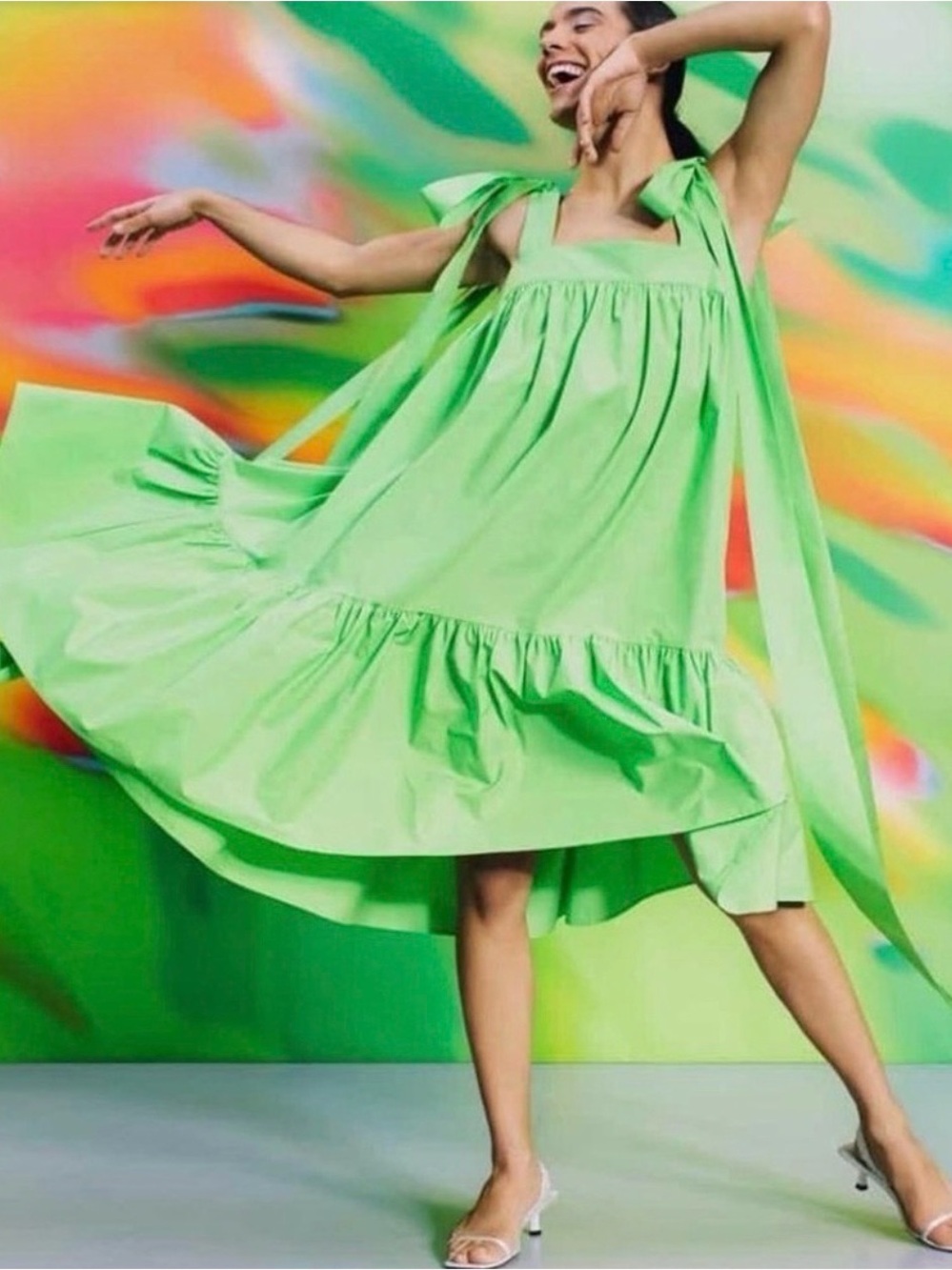 Target × Christopher John Rogers Tie Strap High-Low Babydoll Dress Lime Green SM
